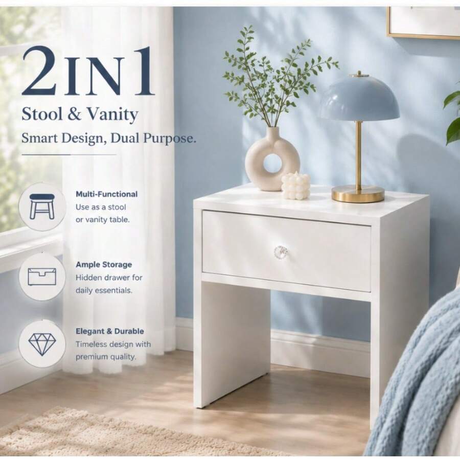 2-In-1 Storage Stool & Nightst - огляд і ціна Furniture Hardware Nut