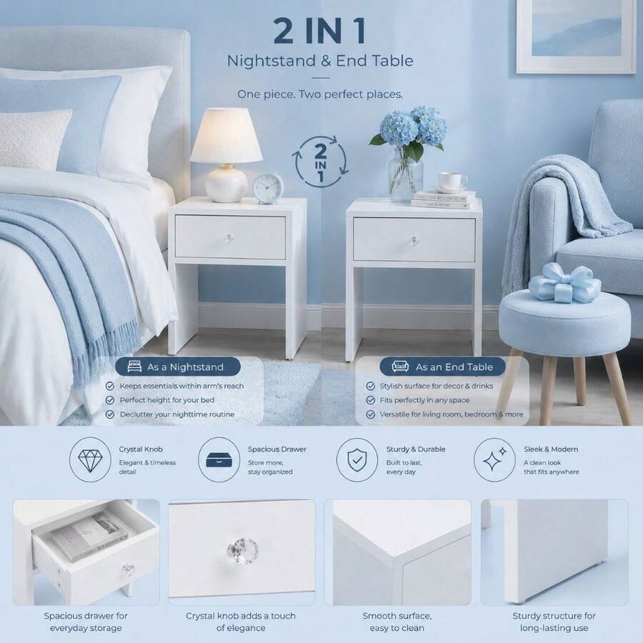 2-In-1 Storage Stool & Nightst - огляд і ціна Furniture Hardware Nut