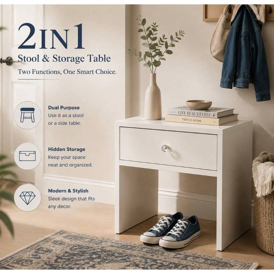 2-In-1 Storage Stool & Nightst - огляд і ціна Furniture Hardware Nut