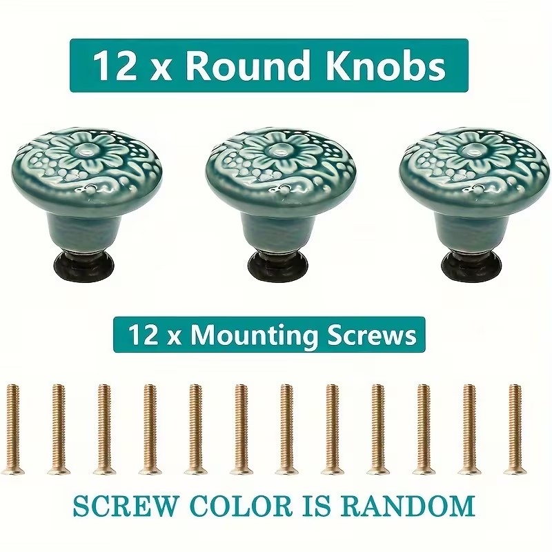 12pcs Ceramic Cabinet Knobs, F - огляд і ціна Furniture Hardware Nut