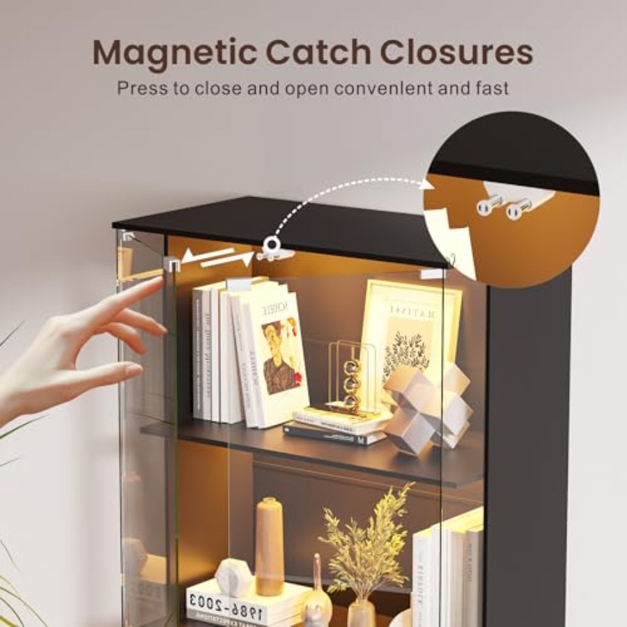 Black Display Cabinet with Gla - огляд і ціна Soft Close Hinge